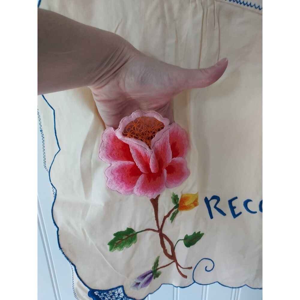 VTG Colorful Ivory Portugal Embroidered Floral Traditional Pocket Half‎ Apron - Picture 2 of 5